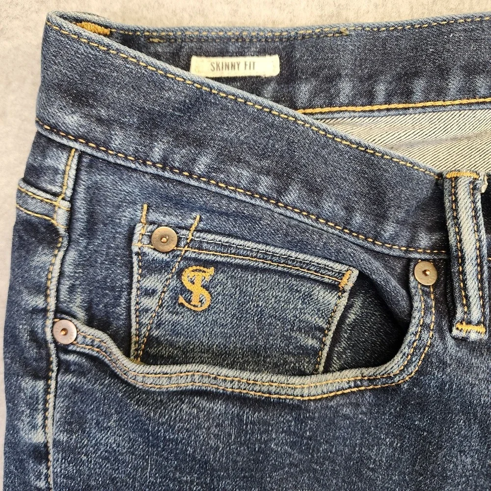 Todd Snyder Mens 38x27  Skinny Fit Jeans 5-Pocket Stretch Blue